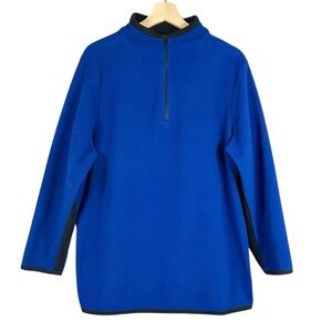 Caslon Women’s 1/4 Zip Long Sleeve Pullover Fleece Sweatshirt in Blue Size 2X
